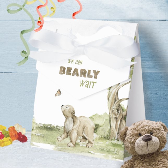 Caixinha De Lembrancinhas Chá de fraldas de Aquarela de Woodland de Espera B (Cute Bearly Wait Woodland Watercolor Baby Shower Favor Boxes ©Susanne Sachers - Sunny Mind Design 🌞)