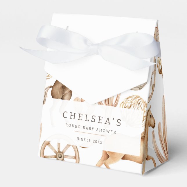 Caixinha De Lembrancinhas Chá de fraldas de Aquarela Moderno do Western Rode (Frente)