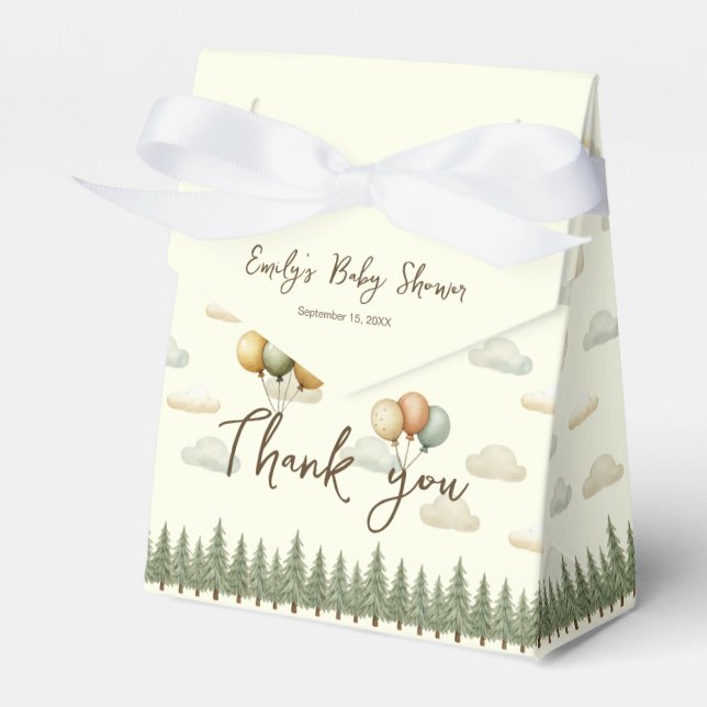 Caixinha De Lembrancinhas Chá de fraldas de Aventuras de Urso Flutuante Obri (Frente)