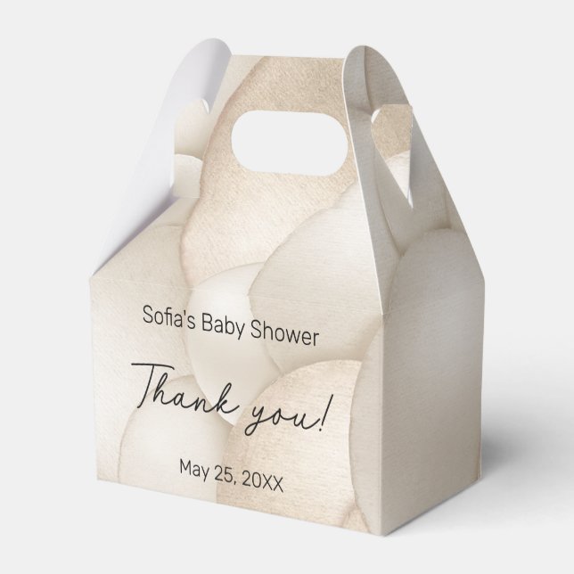 Caixinha De Lembrancinhas Chá de fraldas de balão de ar quente bege (Verso)