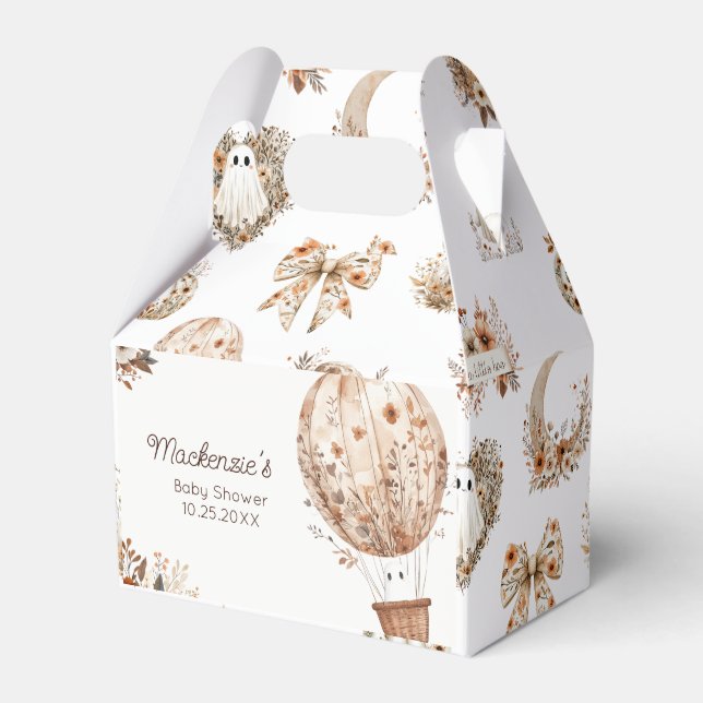 Caixinha De Lembrancinhas Chá de fraldas de balão de ar quente floral (Frente)