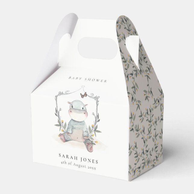 Caixinha De Lembrancinhas Chá de fraldas de Balão de Folhagem de Hippo Amare (Frente)