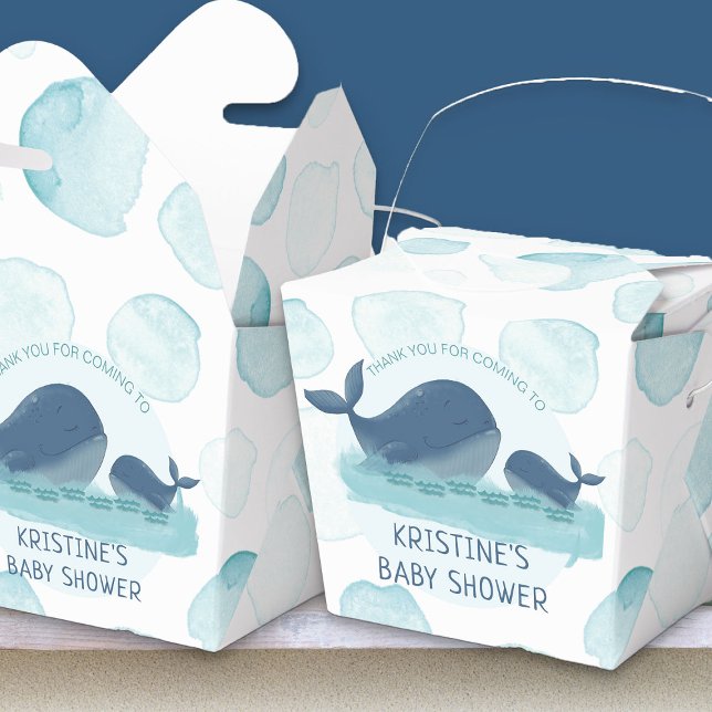 Caixinha De Lembrancinhas Chá de fraldas de Bolhas Oceânicas Felizes (Ocean themed favor boxes - Happy Whales Baby Shower Collection)