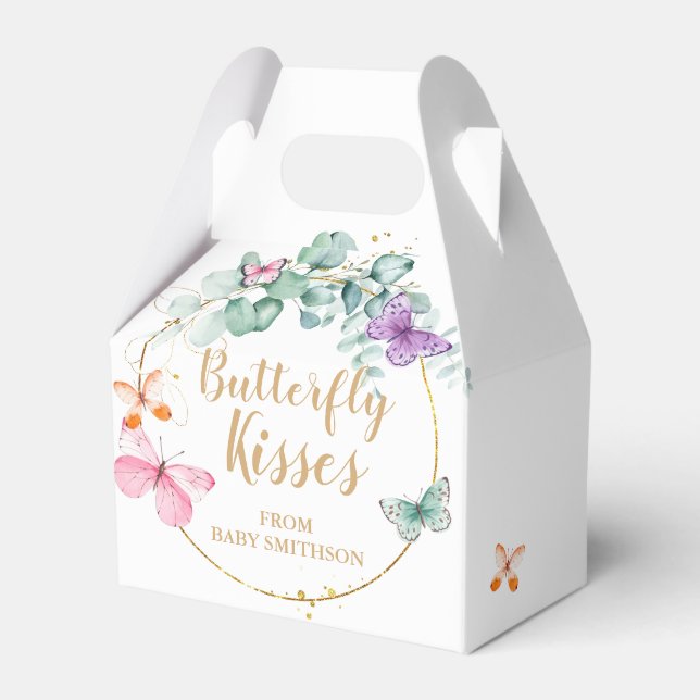 Caixinha De Lembrancinhas Chá de fraldas de borboleta Eucalyptus branco e Do (Frente)