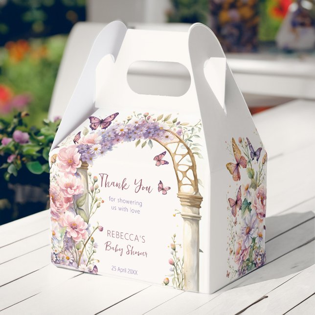 Caixinha De Lembrancinhas Chá de fraldas de borboletas pastas de jardim ento (Enchanted garden pastel butterflies baby shower favors personalized favor box spring summer floral)