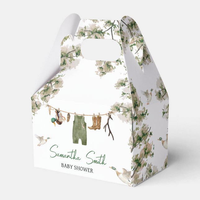 Caixinha De Lembrancinhas Chá de fraldas de caça de patos (Frente)