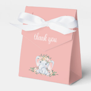 Caixinha De Lembrancinhas Chá de fraldas De Elefante Floral Rosa, Obrigado