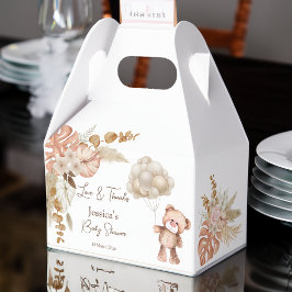 Caixinha De Lembrancinhas Chá de fraldas de flores castanho-pastelaria