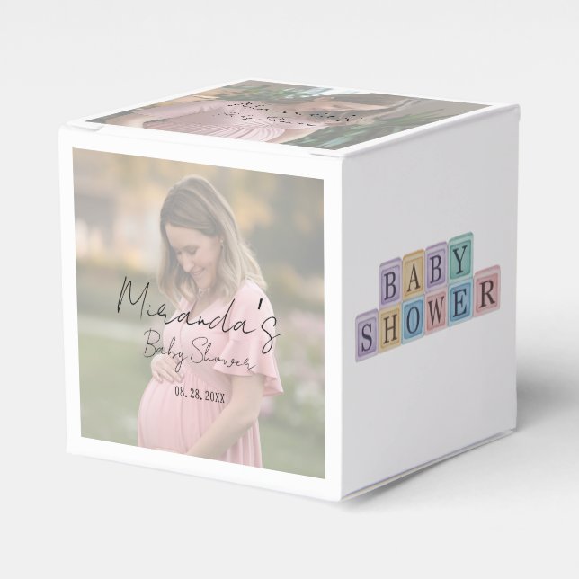 Caixinha De Lembrancinhas Chá de fraldas De Fotografias Da Folha De Gradação (Frente)