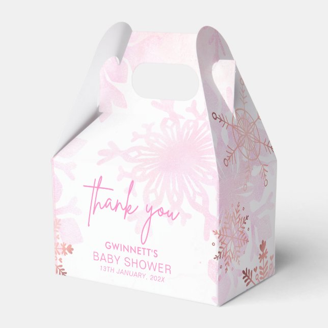 Caixinha De Lembrancinhas Chá de fraldas de Garota Elegante Snowflakes (Frente)