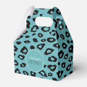 Caixinha De Lembrancinhas Chá de fraldas de Impressão do Leopardo Preto Aqua