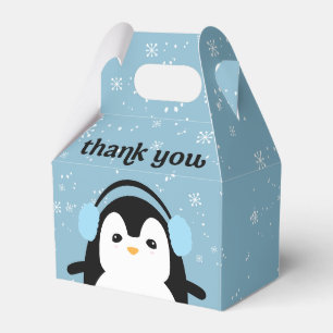 Caixinha De Lembrancinhas Chá de fraldas de inverno Pinguim Azul, Grito, Obr