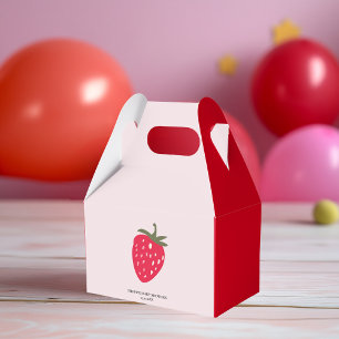 Caixinha De Lembrancinhas "Chá de fraldas de morango rosa e vermelho