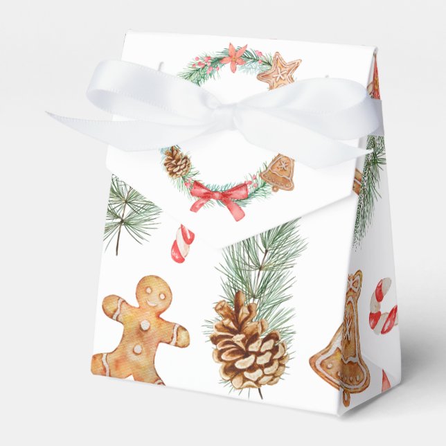 Caixinha De Lembrancinhas Chá de fraldas de Natal Cookie Wreath (Frente)