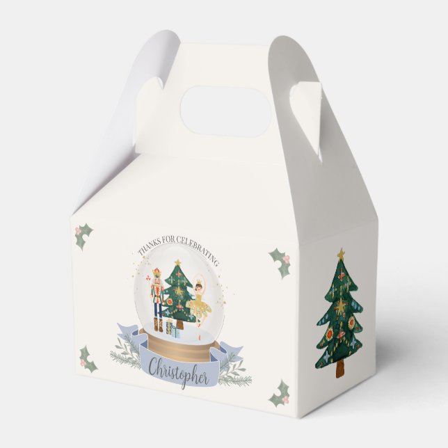 Caixinha De Lembrancinhas Chá de fraldas de Natal do Azul Nutcracker (Frente)