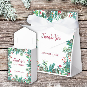 Caixinha De Lembrancinhas Chá de fraldas de Natal Elegante Watercolor