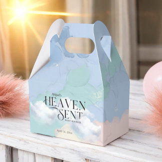 Caixinha De Lembrancinhas Chá de fraldas de Pastel Elegante Enviado pelo Céu