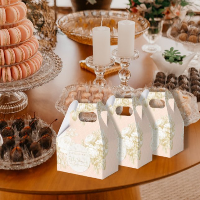 Caixinha De Lembrancinhas Chá de fraldas De Rapariga Floral Elegante Francês (Criador carregado)