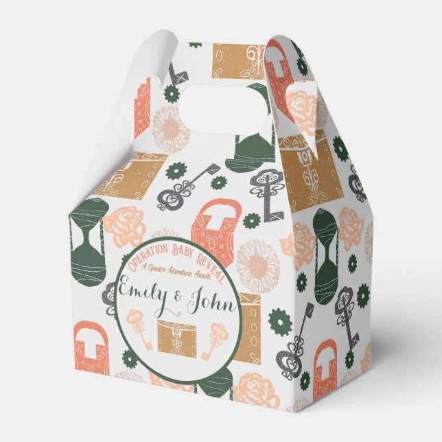 Caixinha De Lembrancinhas Chá de fraldas de Revisão de Gênero da Sala de Fug (Frente)