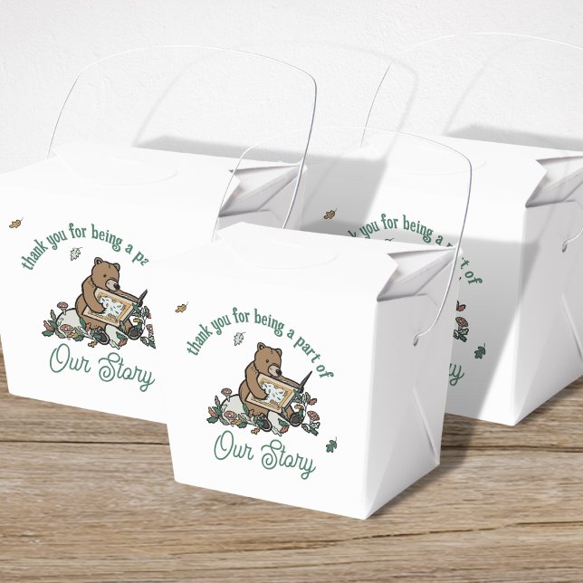 Caixinha De Lembrancinhas Chá de fraldas de Urso do Woodland Storybook (Woodland Storybook Baby Shower Favor Box)