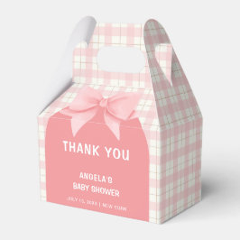 Caixinha De Lembrancinhas Chá de fraldas de Xadrez Gingham Rosa, Arco de Arc
