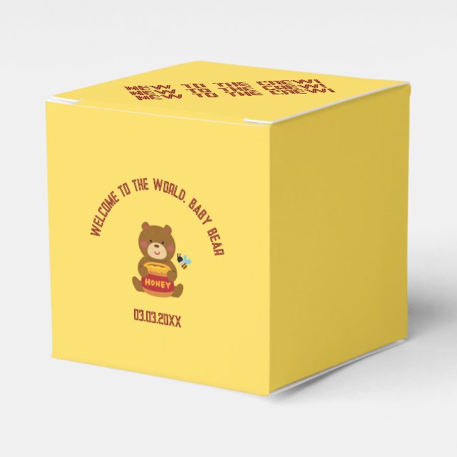 Caixinha De Lembrancinhas Chá de fraldas do Tema do Urso Bonito (Frente)