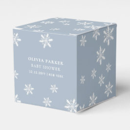 Caixinha De Lembrancinhas Chá de fraldas Dusty Blue Boho Winter Snowflake