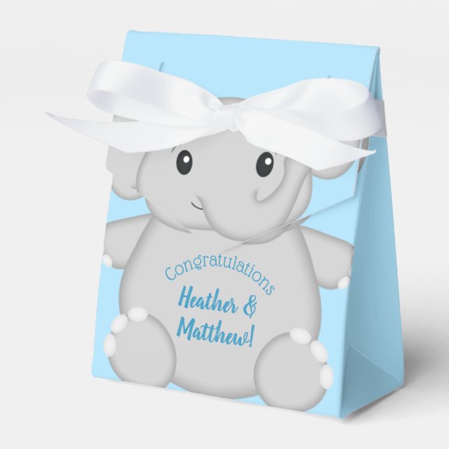 Caixinha De Lembrancinhas Chá de fraldas Elefante Azul (Frente)