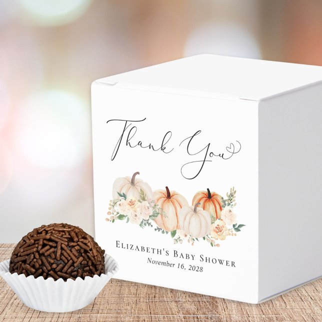 Caixinha De Lembrancinhas Chá de fraldas Floral De Aquarela Da Abóbora Obrig (Criador carregado)