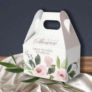 CAIXINHA DE LEMBRANCINHAS CHÁ DE FRALDAS FLORAL DE ROSE DE PINCO BRUTO SUAV