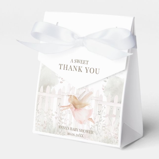 Caixinha De Lembrancinhas Chá de fraldas Loura Fada Obrigado (Frente)