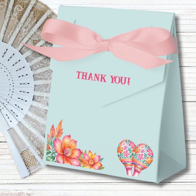 Caixinha De Lembrancinhas Chá de fraldas mexicano Dusty Blue Floral Fiesta (Criador carregado)