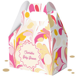 Caixinha De Lembrancinhas Chá de fraldas Moderno - Abstrato cor-de-rosa ondu