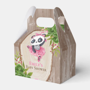 Caixinha De Lembrancinhas Chá de fraldas Panda Rosa Tutu Wood Girl