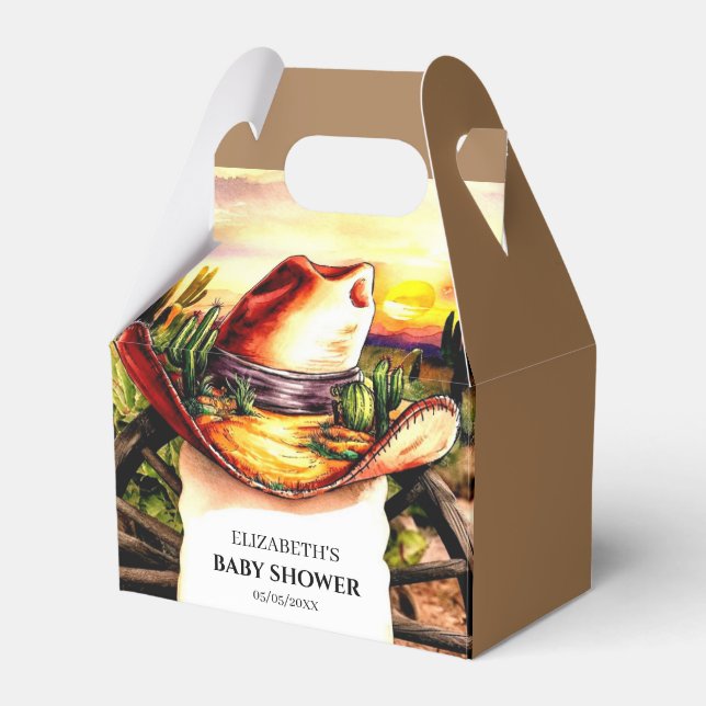 Caixinha De Lembrancinhas Chá de fraldas Pastel Little Western Cowboy (Frente)