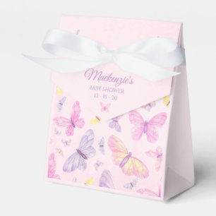 Caixinha De Lembrancinhas Chá de fraldas Personalizado de Borboleta Rosa e 
