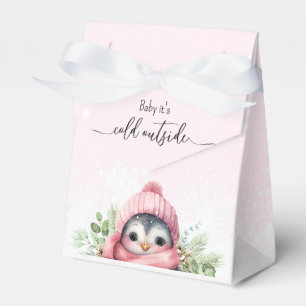 Caixinha De Lembrancinhas Chá de fraldas Pinguim Rosa Bonito