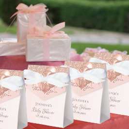 Caixinha De Lembrancinhas Chá de fraldas rosa dourado brilha obrigado