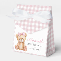 Chá de fraldas Rosa Gingham Teddy Bear