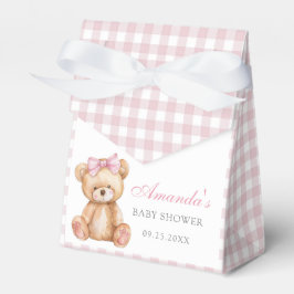Caixinha De Lembrancinhas Chá de fraldas Rosa Gingham Teddy Bear
