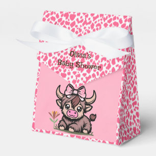 Caixinha De Lembrancinhas Chá de fraldas Rosa Tan Highland Cow Girl