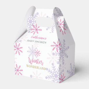 Caixinha De Lembrancinhas Chá de fraldas Rosa Winter Wonderland Flocos de Ne