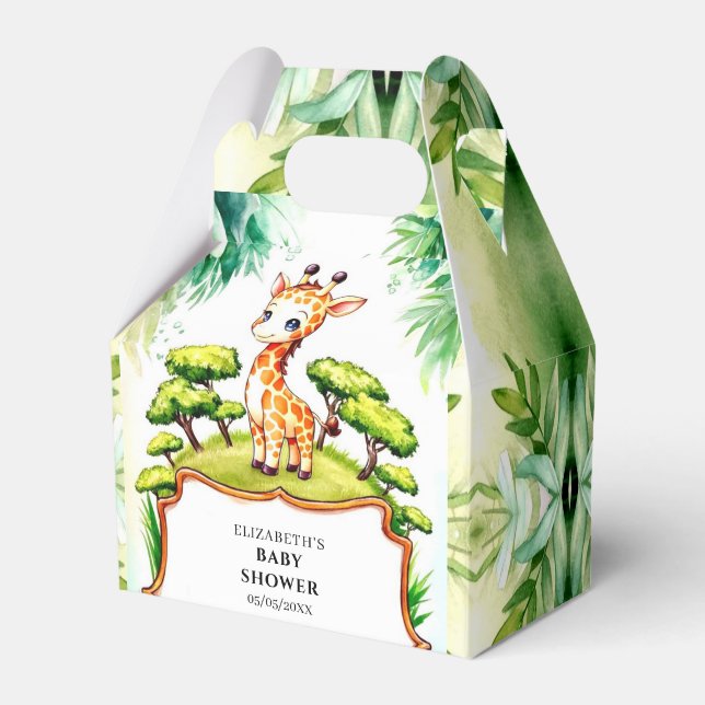 Caixinha De Lembrancinhas Chá de fraldas Safari Giraffe Simples (Frente)