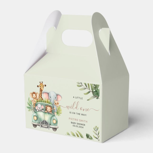 Caixinha De Lembrancinhas Chá de fraldas Selvagem de Animais Safari (Frente)