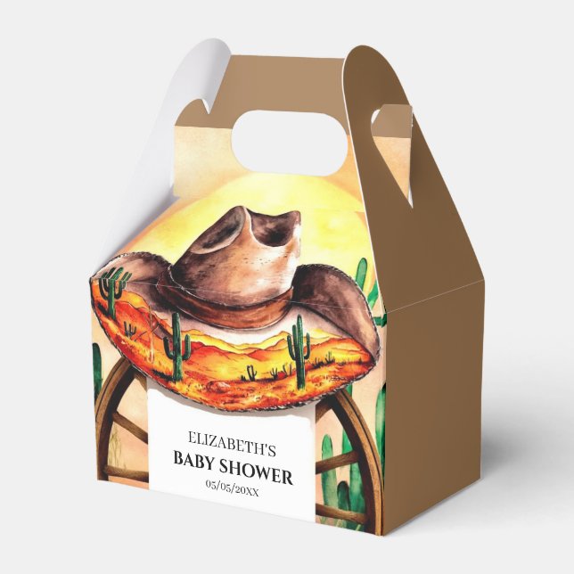 Caixinha De Lembrancinhas Chá de fraldas Simples Boho Boot Cowboy (Frente)