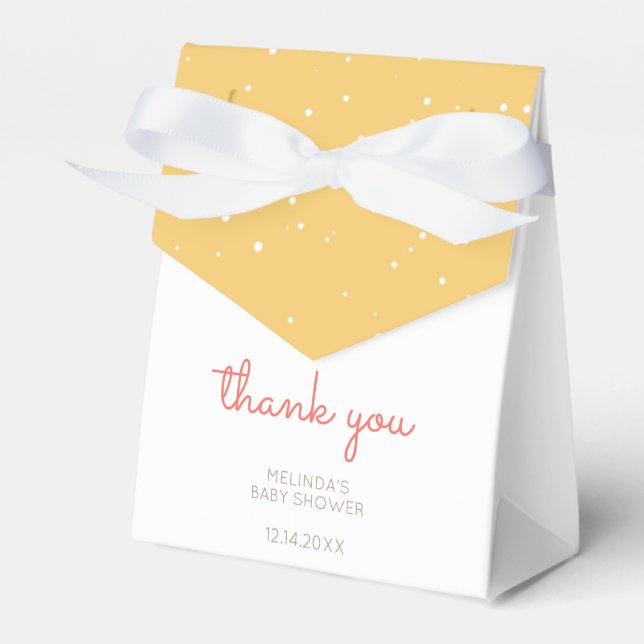 Caixinha De Lembrancinhas Chá de fraldas Solto Amarelo Branco Bonito Um Lado (Frente)