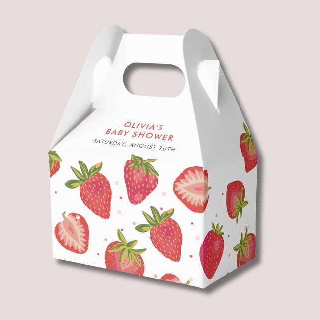 Caixinha De Lembrancinhas Chá de fraldas Strawberry Girls (Strawberry baby shower favor box)