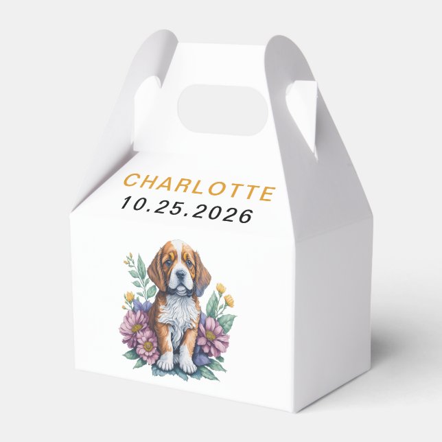 Caixinha De Lembrancinhas Chá de fraldas Terracotta de Cães Modernos (Frente)