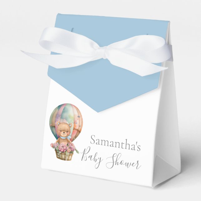 Caixinha De Lembrancinhas CHÁ DE FRALDAS Ursinho Ar Quente Balão de Espera (Frente)