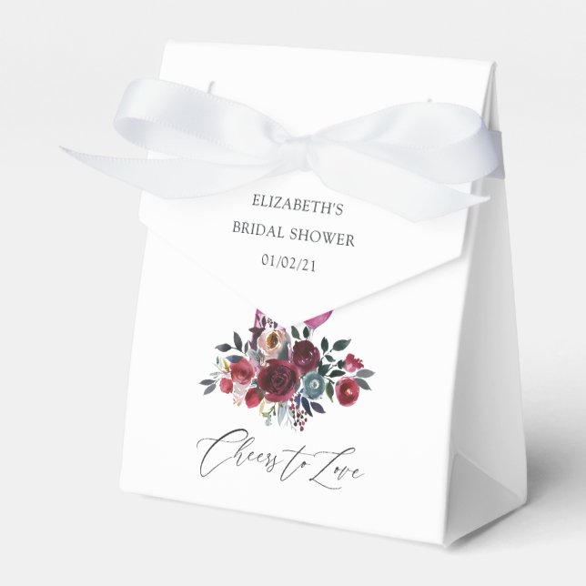 Caixinha De Lembrancinhas Chá de Noiva Boho Burgundy e Tasting de Vinho Azul (Frente)